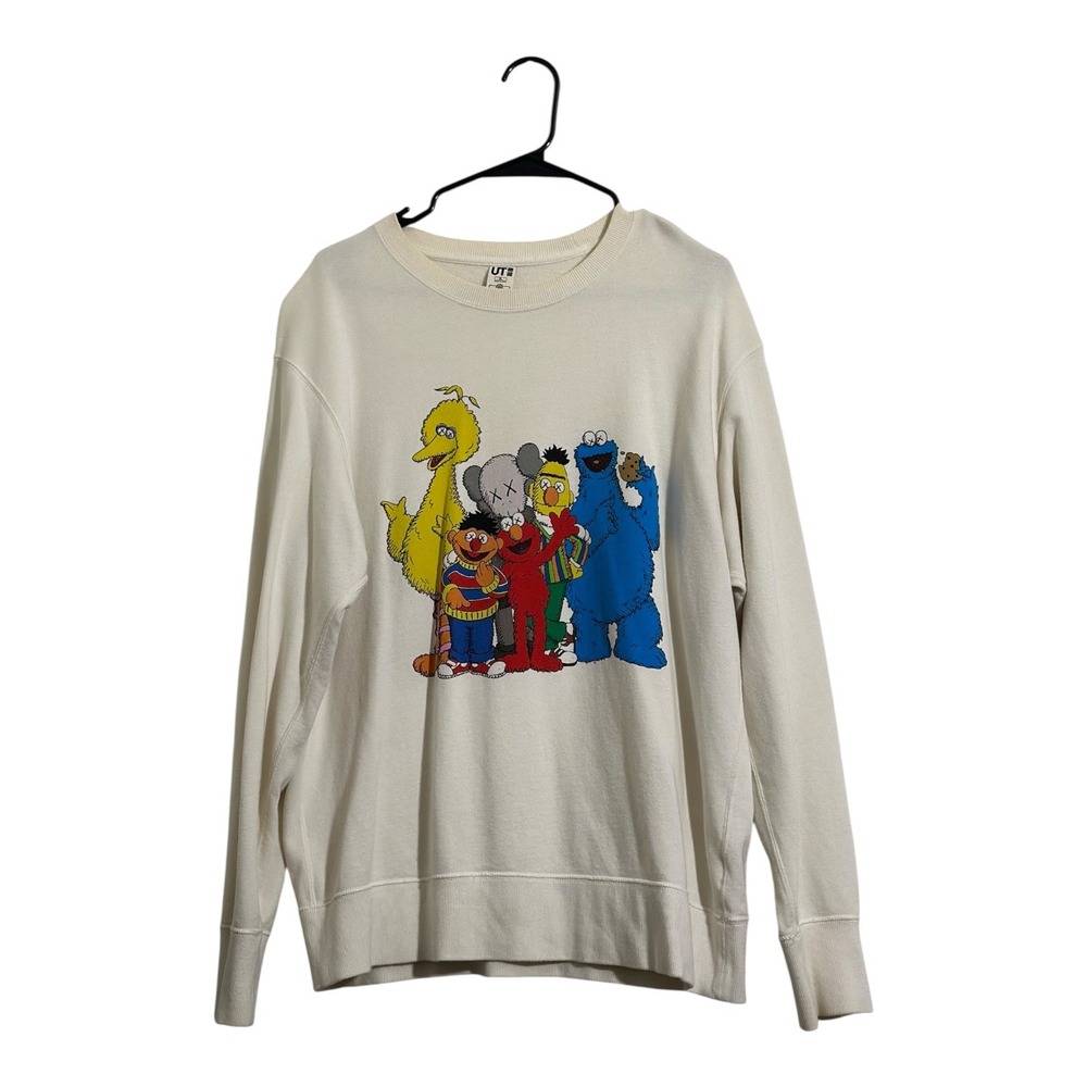 KAWS x Uniqlo x Sesame Street Crewneck Off- White Cream XX Graphic Men's Size XL